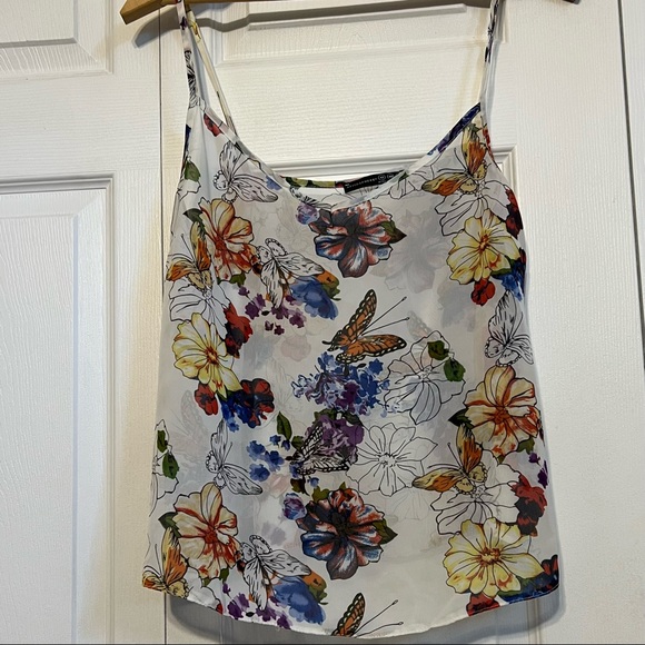 Floral & Butterfly Print Sheer Chiffon Tank Top - Picture 1 of 5